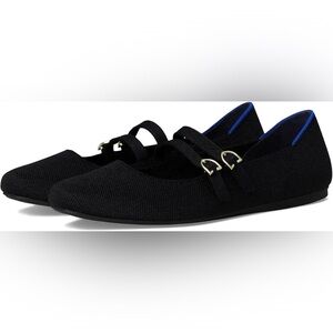 ROTHY’S THE DOUBLE BUCKLE MARY JANE FLAT, BLACK, SIZE 8